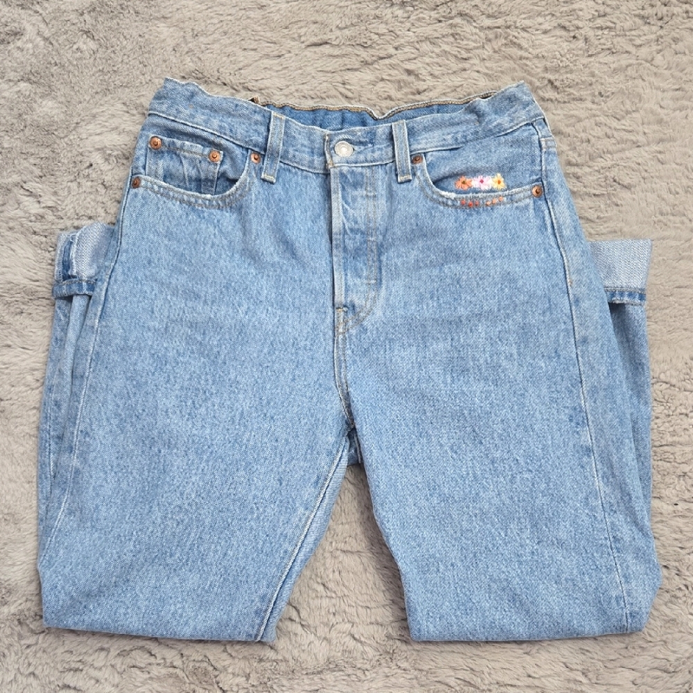 LEVI'S Button Fly wedgie straight 100% Cotton Denim Jeans Stone Washed - size 26